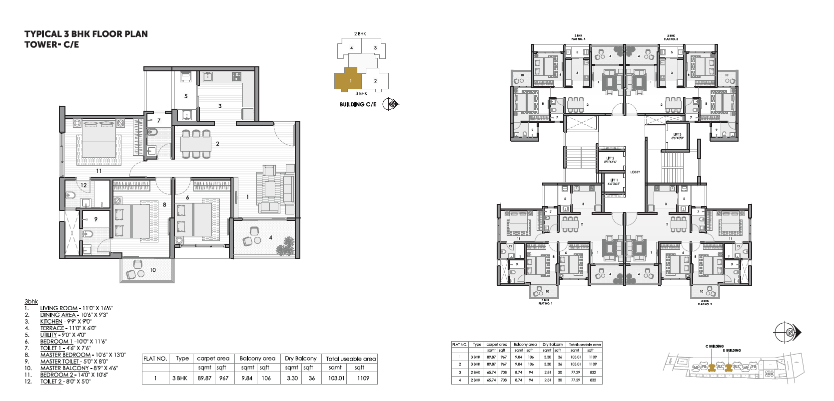 kunal the canary 3 bhk floor plan tower C-e